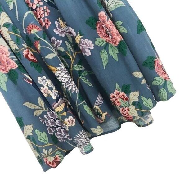 GP & J BAKER × H&M Collab Floral Cottagecore Midi Wrap Dress Size 0 Blue Multi - Picture 7 of 8